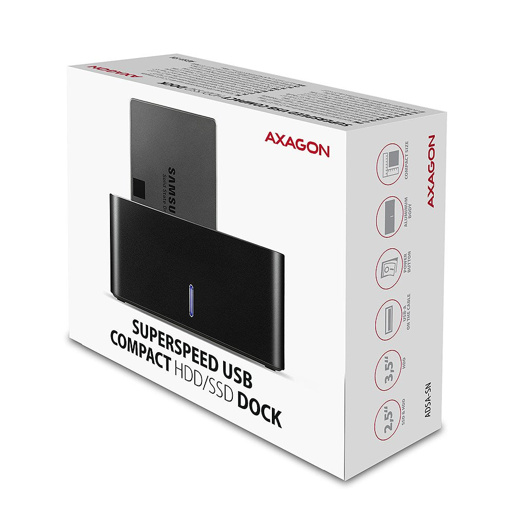 EAN 8595247905383 - Axagon ADSA-SN base de conexión para disco duro USB 3.2 Gen 1 (3.1 Gen 1) Type-A Negro imagen 11