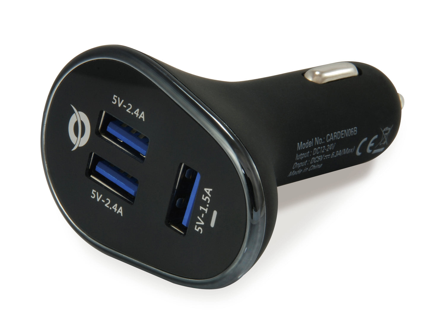 Cargador Coche Conceptronic Carden06b  3 Puertos Usb A ( 2 P 5v/2.4a   1p 5v/1.5a ) 31.5w