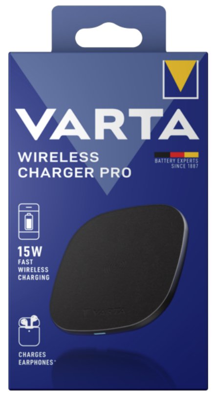 Varta Cargador Inalámbrico Rápido Pro, Qi, 5v/9v/12v, Negro