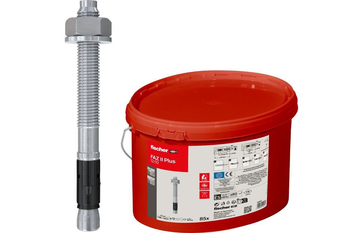 Fischer Bolzenanker Faz Ii Más 12/10 En El Cubo, Plata De Espiga, 85 Piezas, Galvanizado Galvánicamente 568859