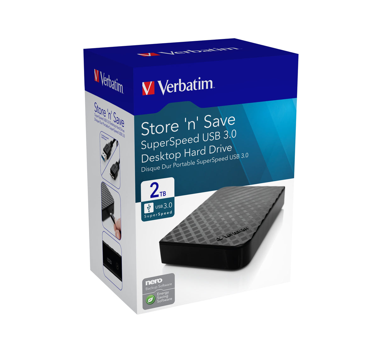 Disco Externo Hdd Verbatim 3.5" 2tb Usb 3.0 Store'N Save Gen2 Negro