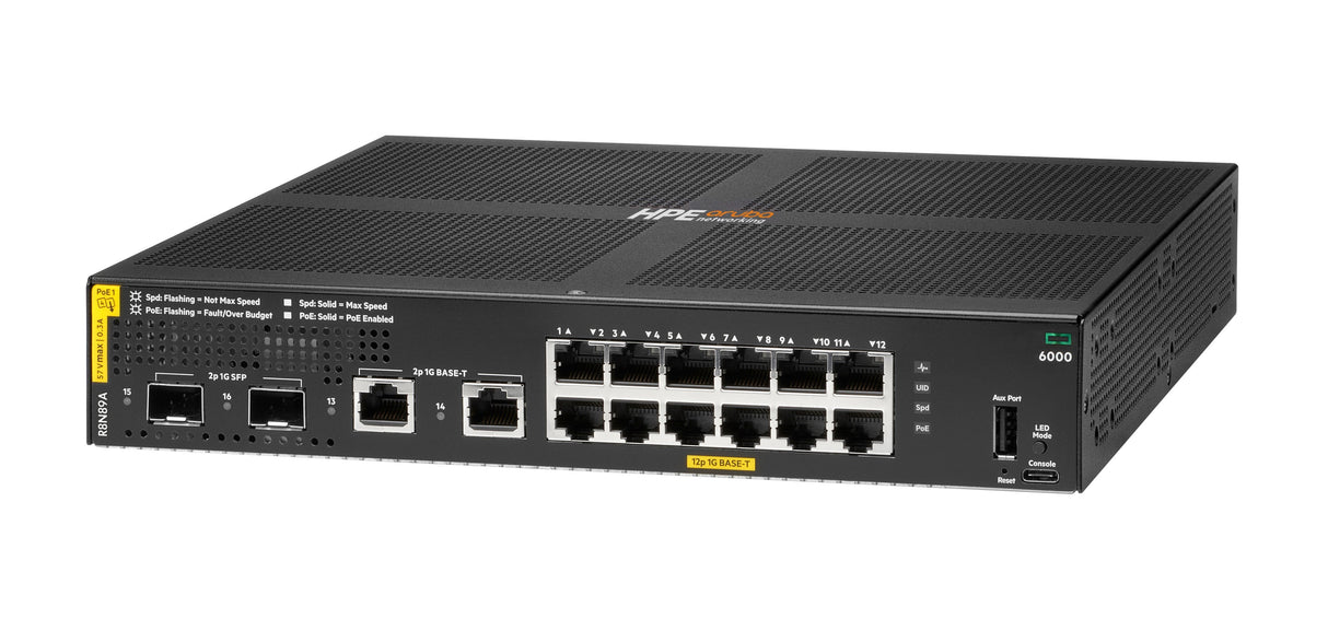 EAN 0190017541853 - HPE Aruba Networking CX 6000 12G Class4 PoE 2G/2SFP 139W Switch imagen 2