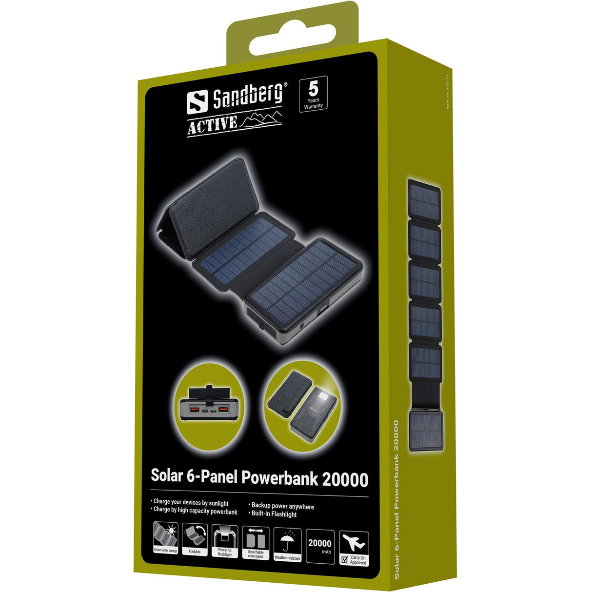 Sandberg Solar 6-Panel Powerbank 20000 Polímero De Litio 20000 Mah Negro