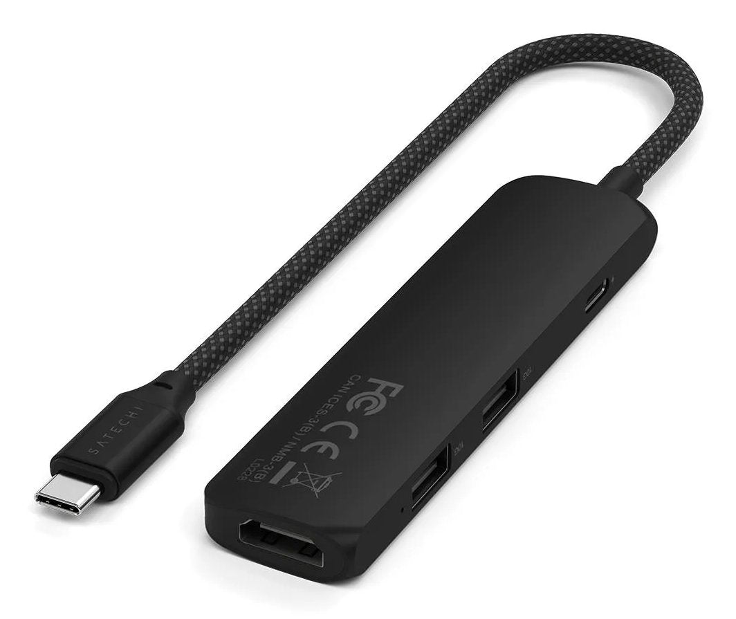 Satechi 4-W-1 Usb-C Slim Multiport 4k Usb-C (Usb-C, 4k Hdmi, 2x Usb-A) (Negro)