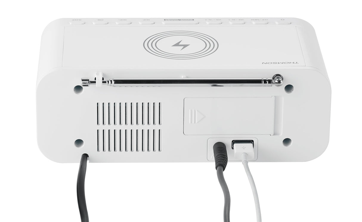 Thomson Cr221i Radio Reloj Despertador - Cargador Induccion - Usb - Doble Alarma - Blanco