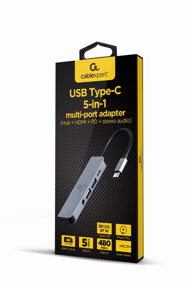EAN 8716309124256 - Gembird A-CM-COMBO5-02 base para portátil y replicador de puertos Alámbrico USB 3.2 Gen 1 (3.1 Gen 1) Typ imagen 1