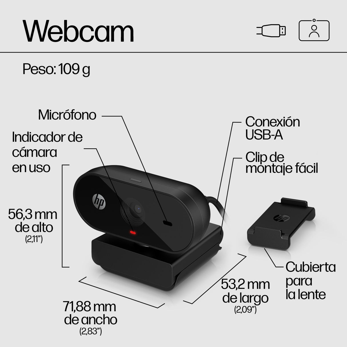 Webcam Hp 320 Fhd 1920 X 1080 Full Hd 53x26aa