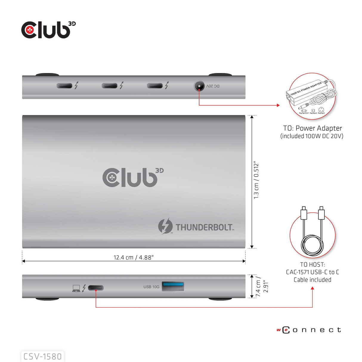 EAN 8719214471958 - CLUB3D CSV-1580 base para portátil y replicador de puertos Acoplamiento Thunderbolt 4 Plata imagen 5