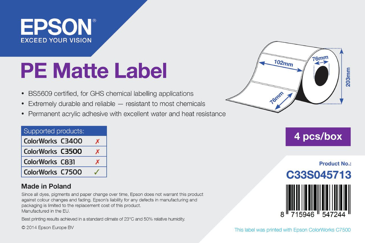 EAN 8715946547244 - Epson PE Matte Label Blanco imagen 1