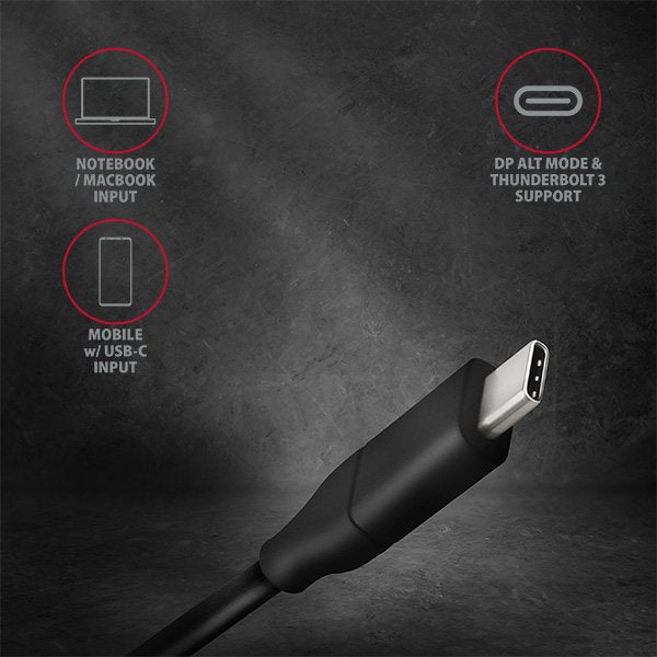 EAN 8595247905314 - Axagon RVC-DPC adaptador de cable de vídeo 1,8 m USB Tipo C DisplayPort Negro imagen 4