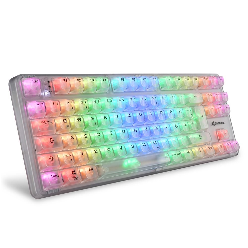 Sharkoon Crystal Shark, Teclado De Juegos White, De-Layout, Ktt 4044951040131