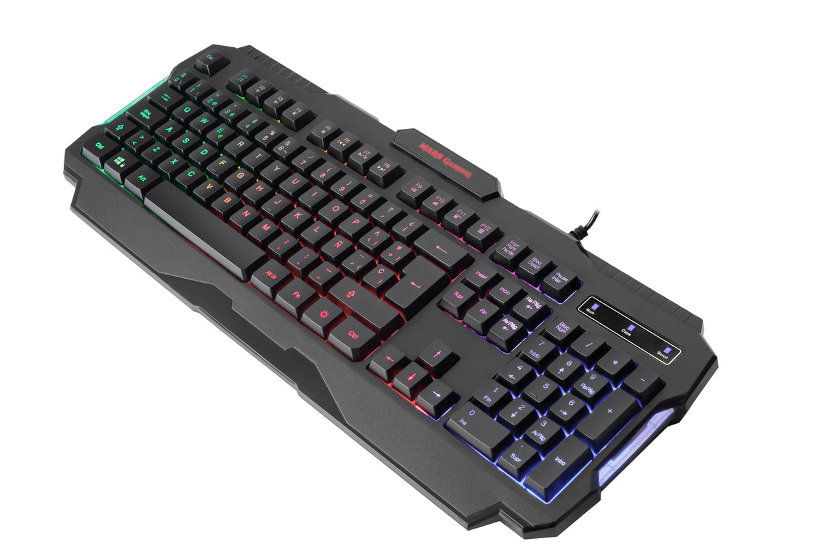 Mars Gaming Mcprgb2 Combo Gaming - Teclado Rgb Rainbow - Raton 4000dpi Rgb Flow - Auriculares Rgb Flow - Alfombrilla