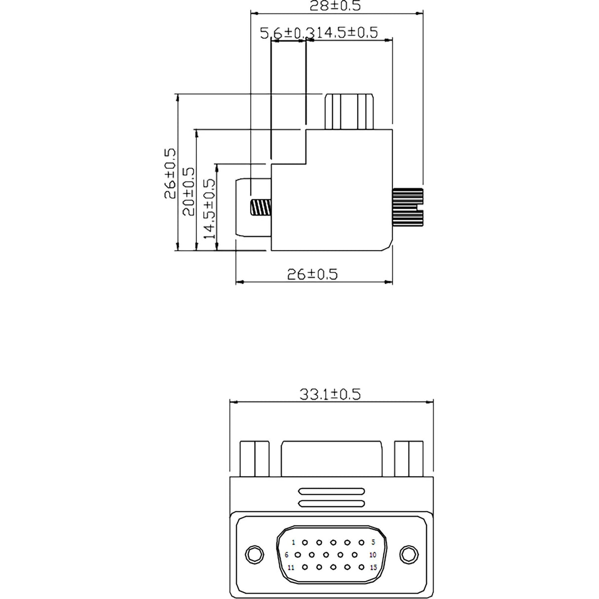 Adaptador Inline Vga 90° 15 Pines Macho A Hembra