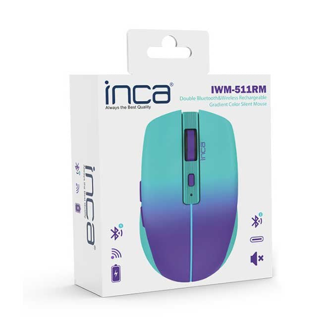 EAN 8681949014086 - Inca IWM-511RM ratón Oficina mano derecha RF Wireless + Bluetooth + USB Type-C Óptico 1600 DPI imagen 6
