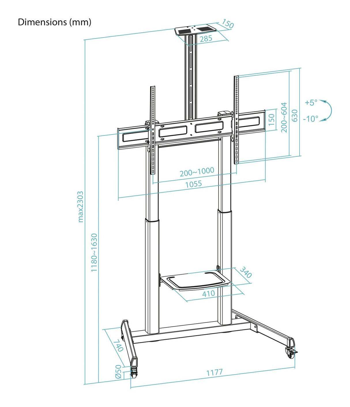 EAN 8433281015623 - TooQ FS20406HM-B soporte para TV 2,54 m (100") imagen 8