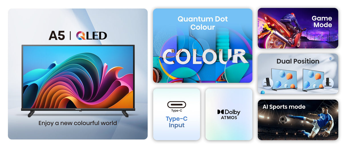 Hisense 40a5nq, Televisor Qled 100 Cm (40 Pulgadas), Negro, Fullhd, Triple Sintonizador, Smarttv, Usb-C 40a5nq