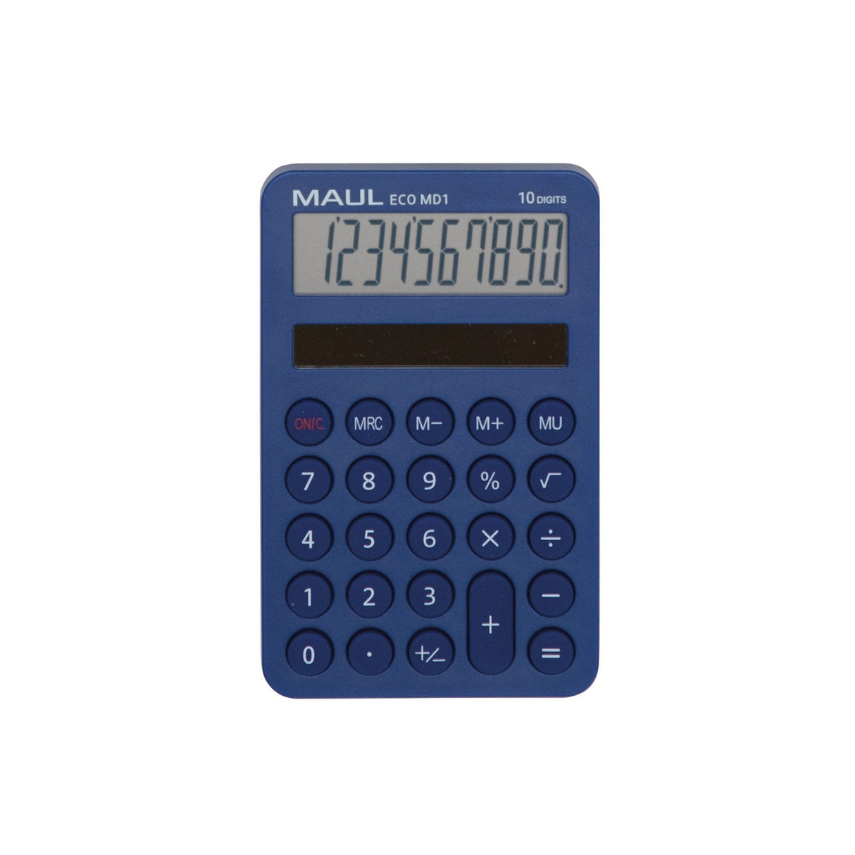 Maul Calculadora Eco Md 1 Calculadora Solar Con 10 Dígitos Y 5 Funciones Calculadora De Bolsillo De Plástico 60% Reciclado Calculadora De Escritorio Para Oficina, Escuela, Azul