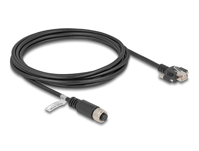 Delock M12 Cable A-Kodiert 8 Pin Hembra A Rj45 Macho Cat.5e Ftp 3 M Negro