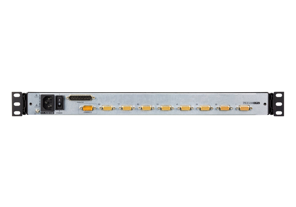 Consola Lcd Dual Rail Con Switch Kvm Integrado Vga Ps/2-Usb De 8 Puertos (Teclado Ingles Usa)