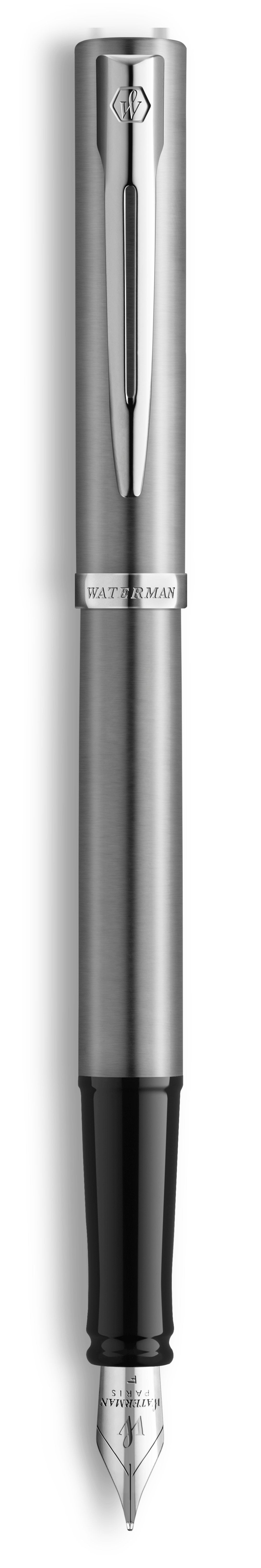 Waterman Pluma Estilográfica Impression Stainless Steelct F Azul Caja De Regalo