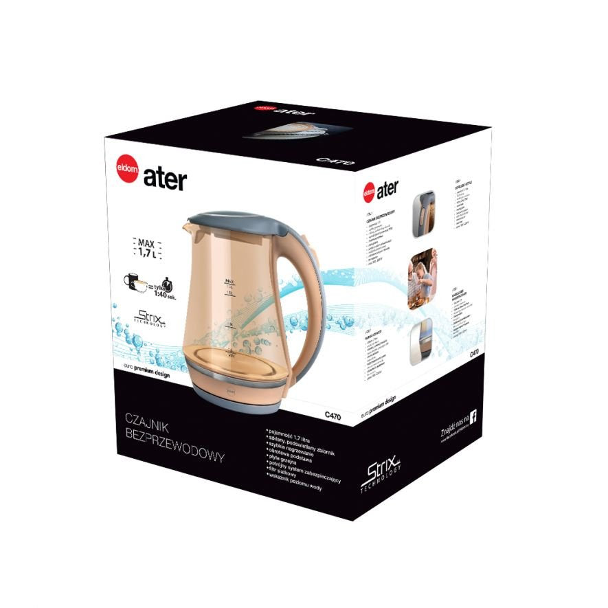EAN 5908277385651 - ELDOM C470 ATER tetera eléctrica 1,7 L 2200 W Transparente imagen 6