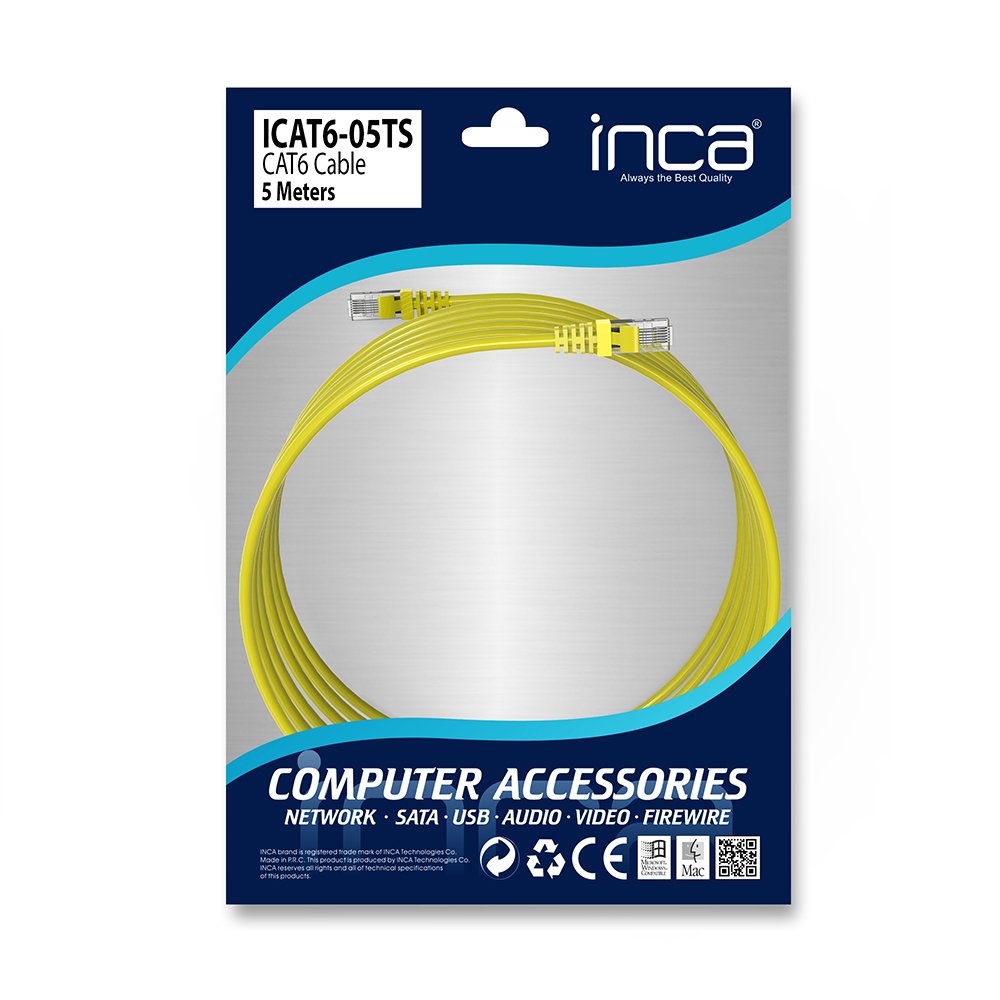Inca Cable De Red Icat6-05ts Rj45 Cat6 Utp Amarillo 5.0m Retail