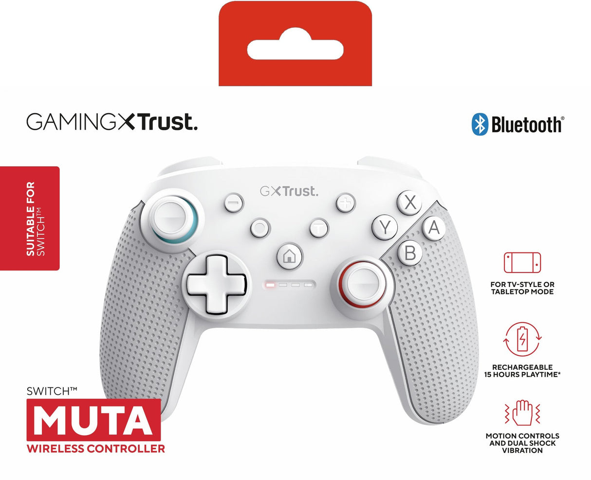 Mando Inalambrico Para Nintendo Switch Gxt 1246 Muta Blanco Trust Batería Recargable/ Compatible Con Nintengo Switch, Switch Lite, Switch Oled/ Bluetooth