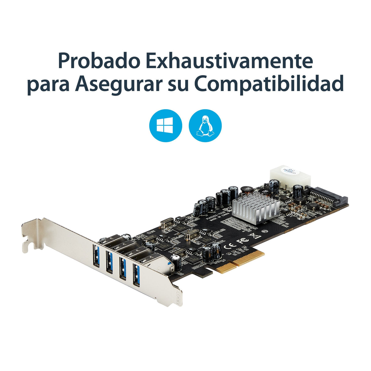 Startech Tarjeta Pci Express 4 Puertos Usb 3.0 Uasp 2 Canales De 5gbps Pexusb3s44v