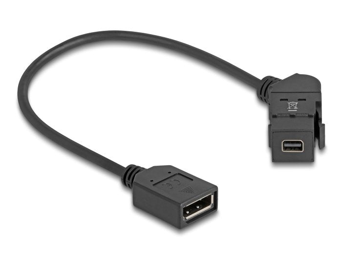 Delock Keystone Modul Mini Displayport Einbaubuchse Zu Displayport Buchse 45° Gewinkelt Mit 30 Cm Cable 8k 30 Hz Schwarz