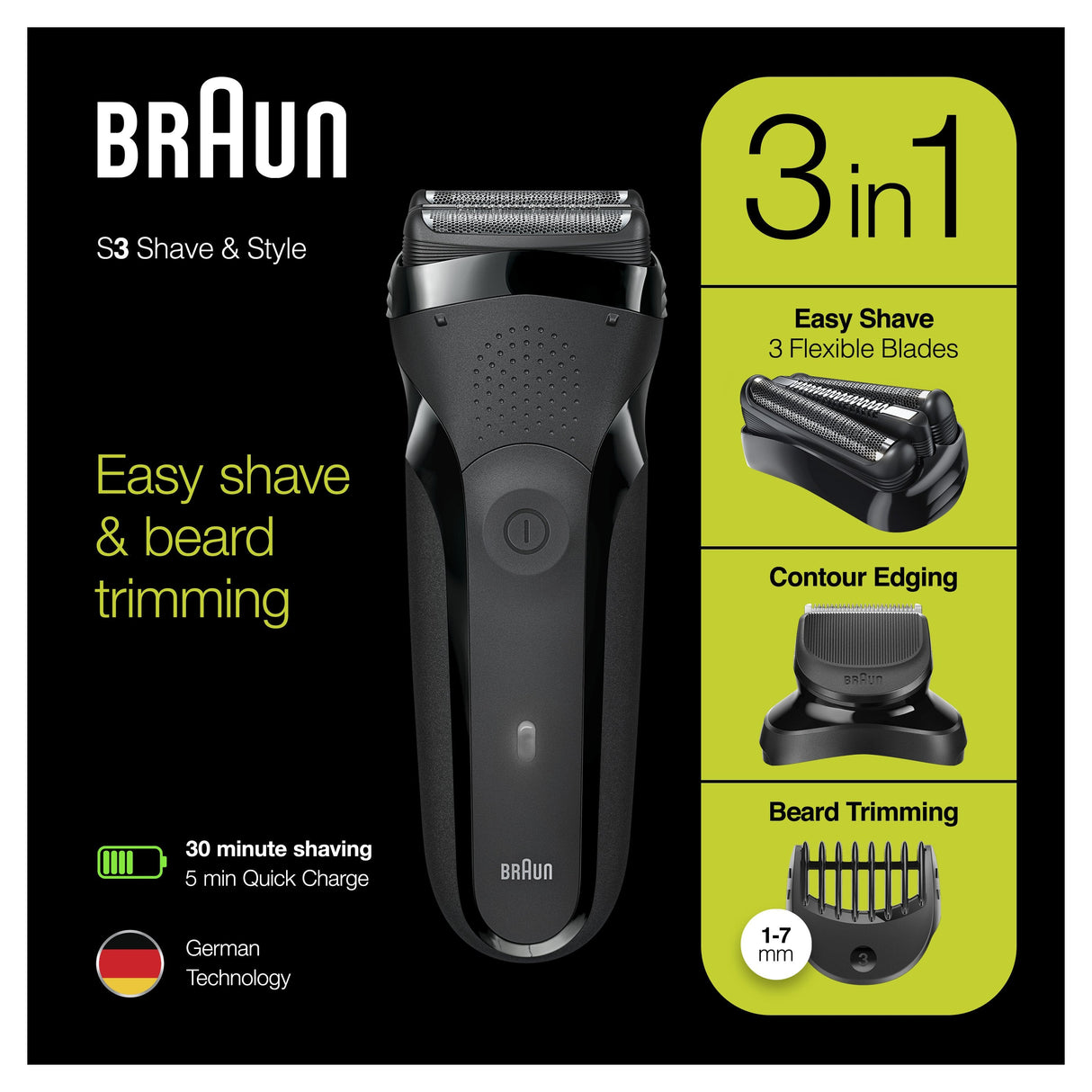 EAN 4210201276357 - Braun Series 3 81702941 afeitadora Máquina de afeitar de láminas Recortadora Negro imagen 1
