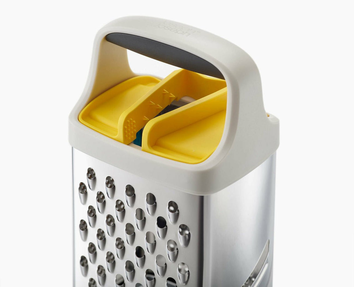 Joseph Joseph 20225 Cortador De Verduras En Espiral O Rallador Manual Caja Ralladora Acero Inoxidable, Transparente, Blanco