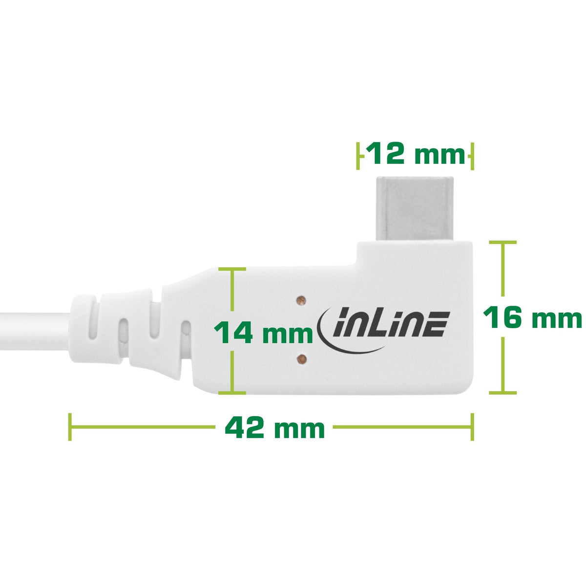 Inline Usb4 Cable, Usb Type-C, One Side Angled, Pd 240w, 8k60hz, Tpe White, 0.5m
