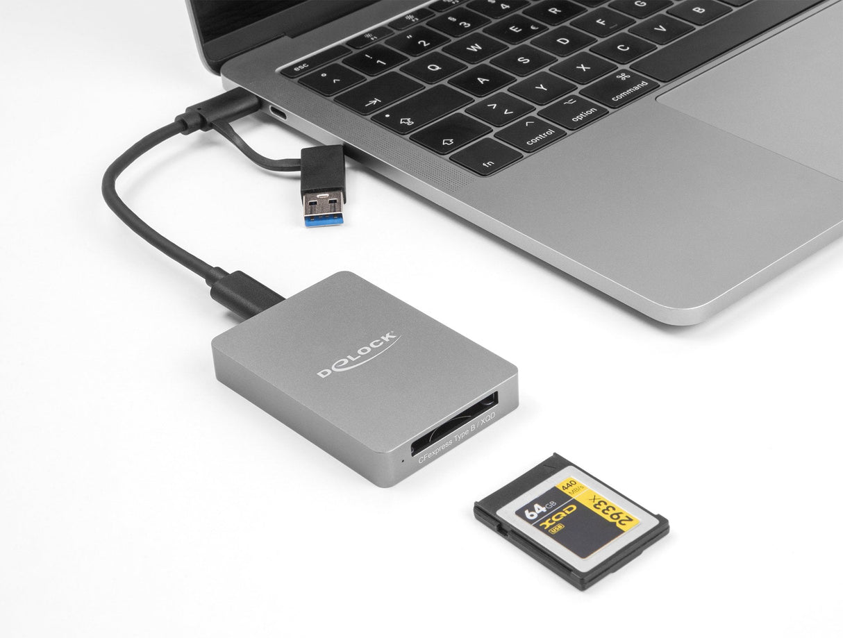 Delock 91008 Lector De Tarjetas Usb Type-C En Carcasa De Aluminio Para Tarjetas De Memoria Cfexpress O Xqd
