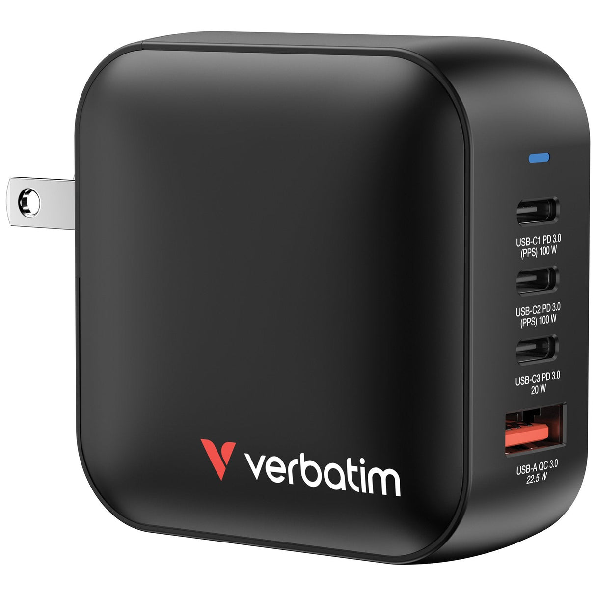 Cargador Verbatim Mini Gan Wall Charger 3xusb Tipo-C 1xusb 100w
