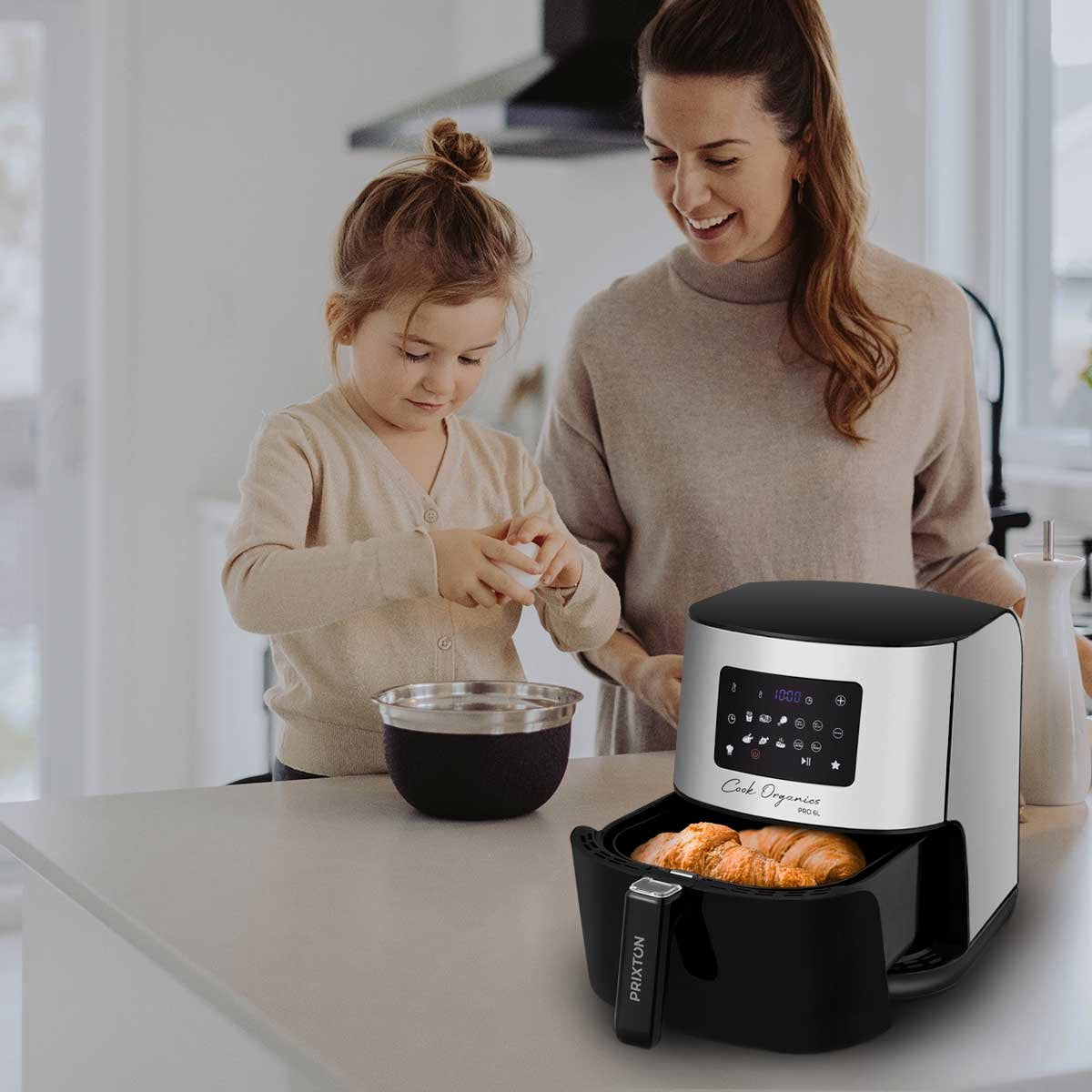 EAN 8436042557134 - PRIXTON Cook Organics Pro Sencillo 6 L Independiente 1700 W Freidora de aire caliente Negro, Plata imagen 7