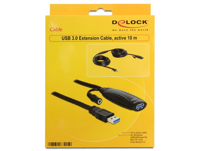 Delock Cable Usb3.0 A -> A M/H 10.00m Activo Negro