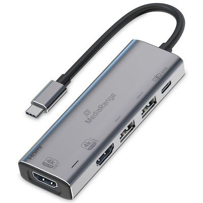Hub Mediarange Usb-C 5 In 1 Multiport Adaptador, Plata