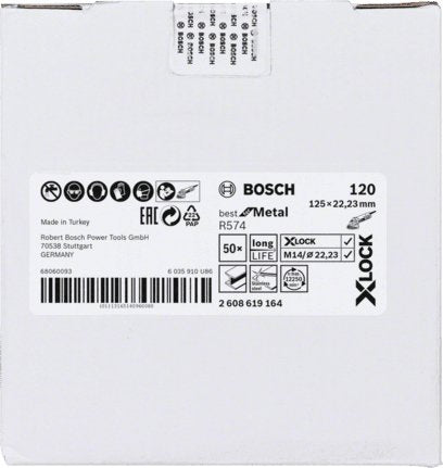 Bosch Disco De Fibra X-Lock R574 Best For Metal 125 Mm, Disco Abrasivo 2608619164