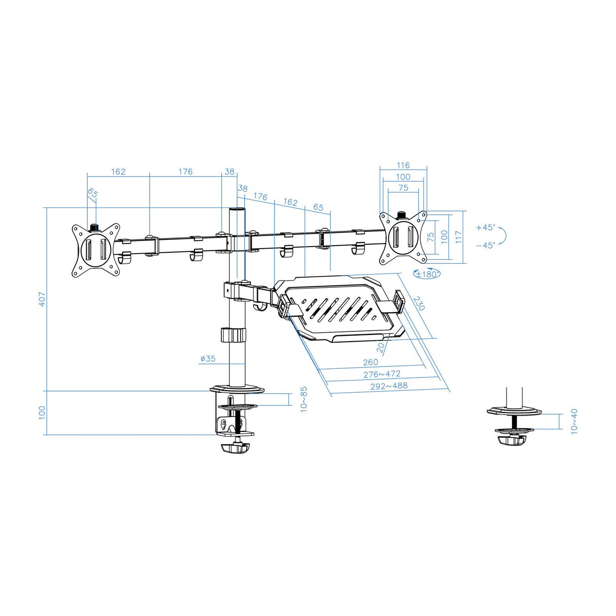 EAN 8433281014480 - TooQ DB1202TN-B soporte para monitor 81,3 cm (32") Escritorio imagen 3