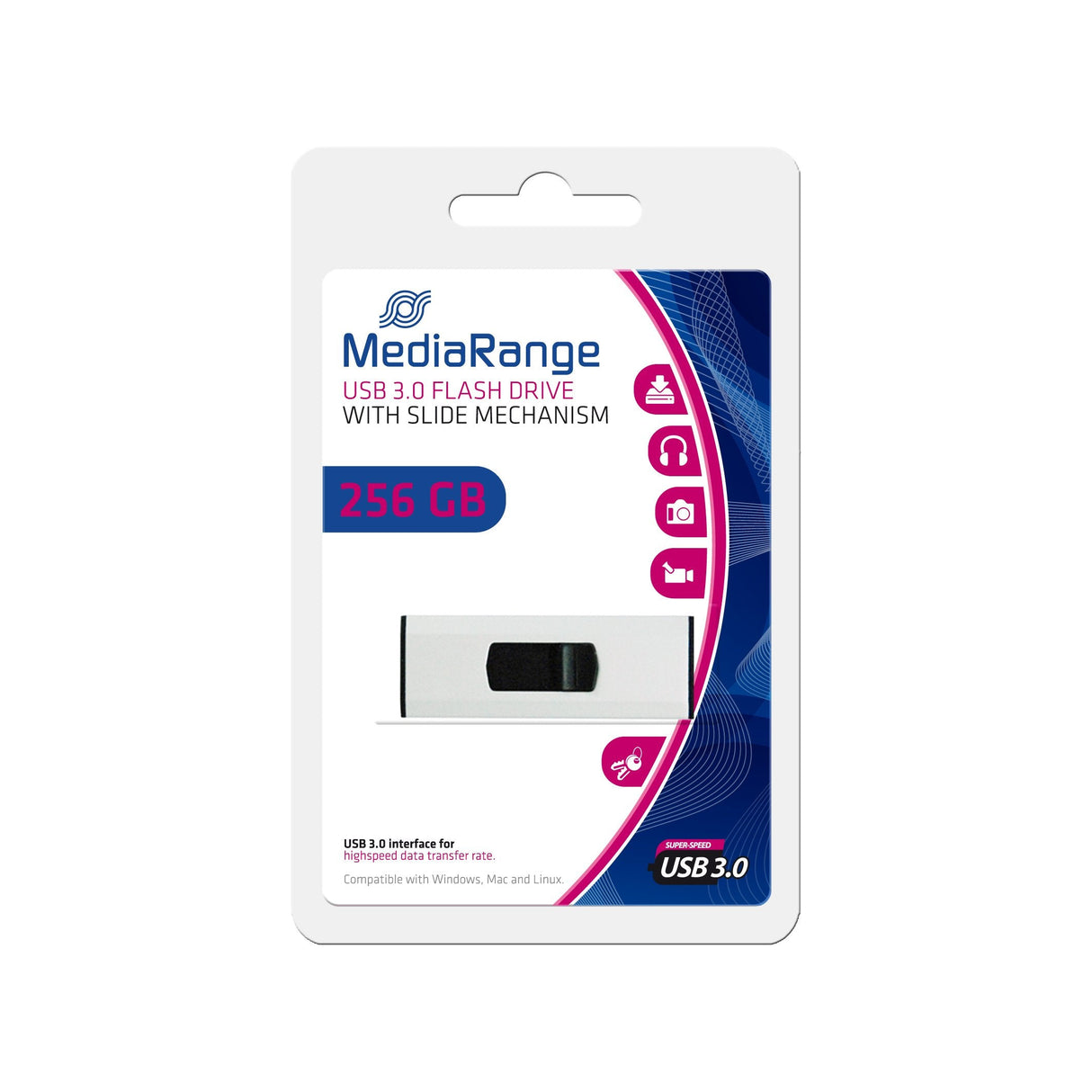 Pendrive Mediarange Mr919 256 Gb Usb Tipo A 3.2 Gen 1 (3.1 Gen 1) Negro, Plata