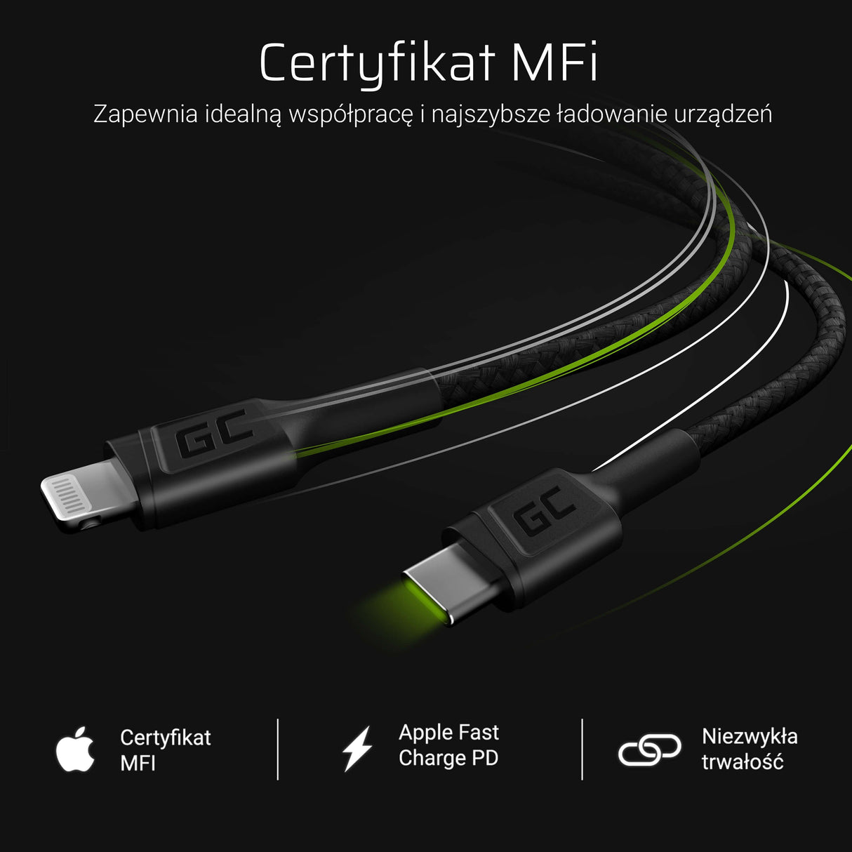 EAN 5903317227762 - Green Cell KABGC07 cable de conector Lightning 1 m Negro imagen 4