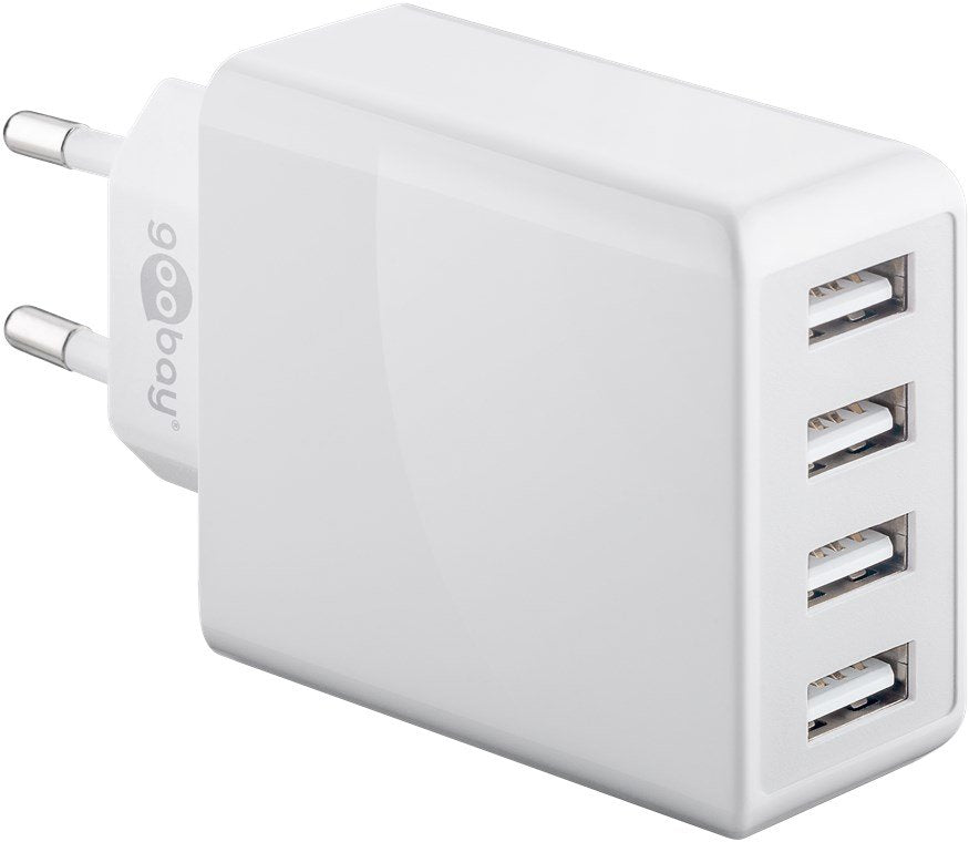 Cargador Usb Enchufable Usb Blanca De 4 Vías, 3a, 30w