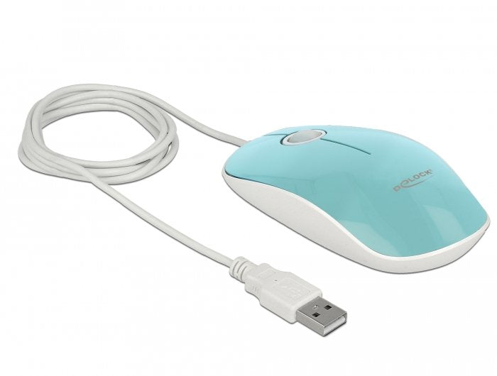 Delock 12538 Mouse Óptico De 3 Botones Led Usb Tipo-A Turquesa