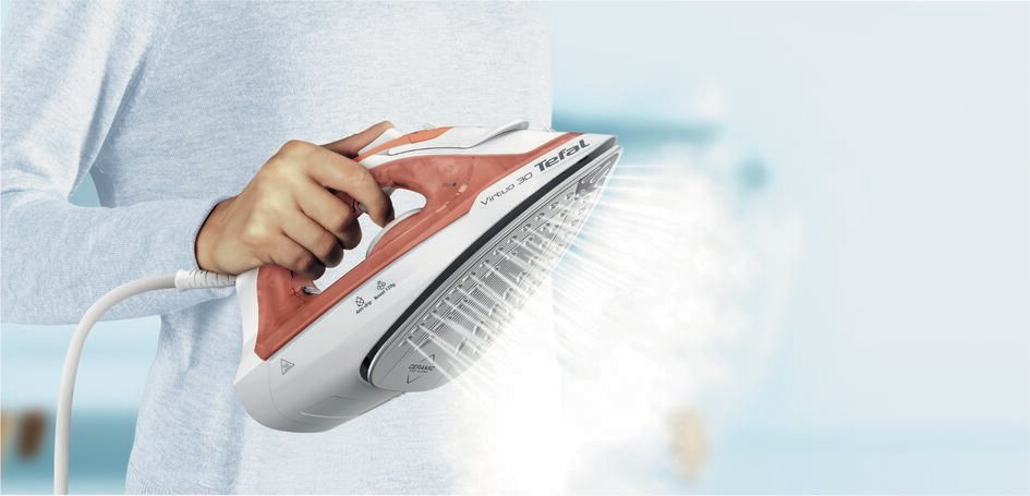 Tefal Virtuo 30 Fv2c40e0 Plancha Plancha Vapor-Seco Suela De Cerámica 2000 W Durazno, Blanco