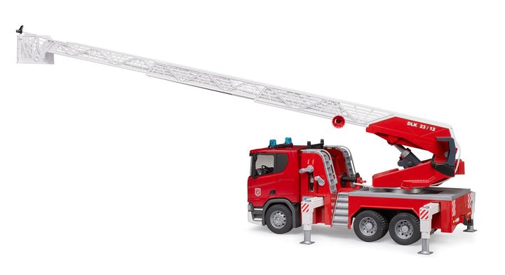 Bruder Scania Super 560r Bombero Con Escalera Giratoria, Bomba De Agua, Luz Y Sonido, Modelo De Vehículo 3591
