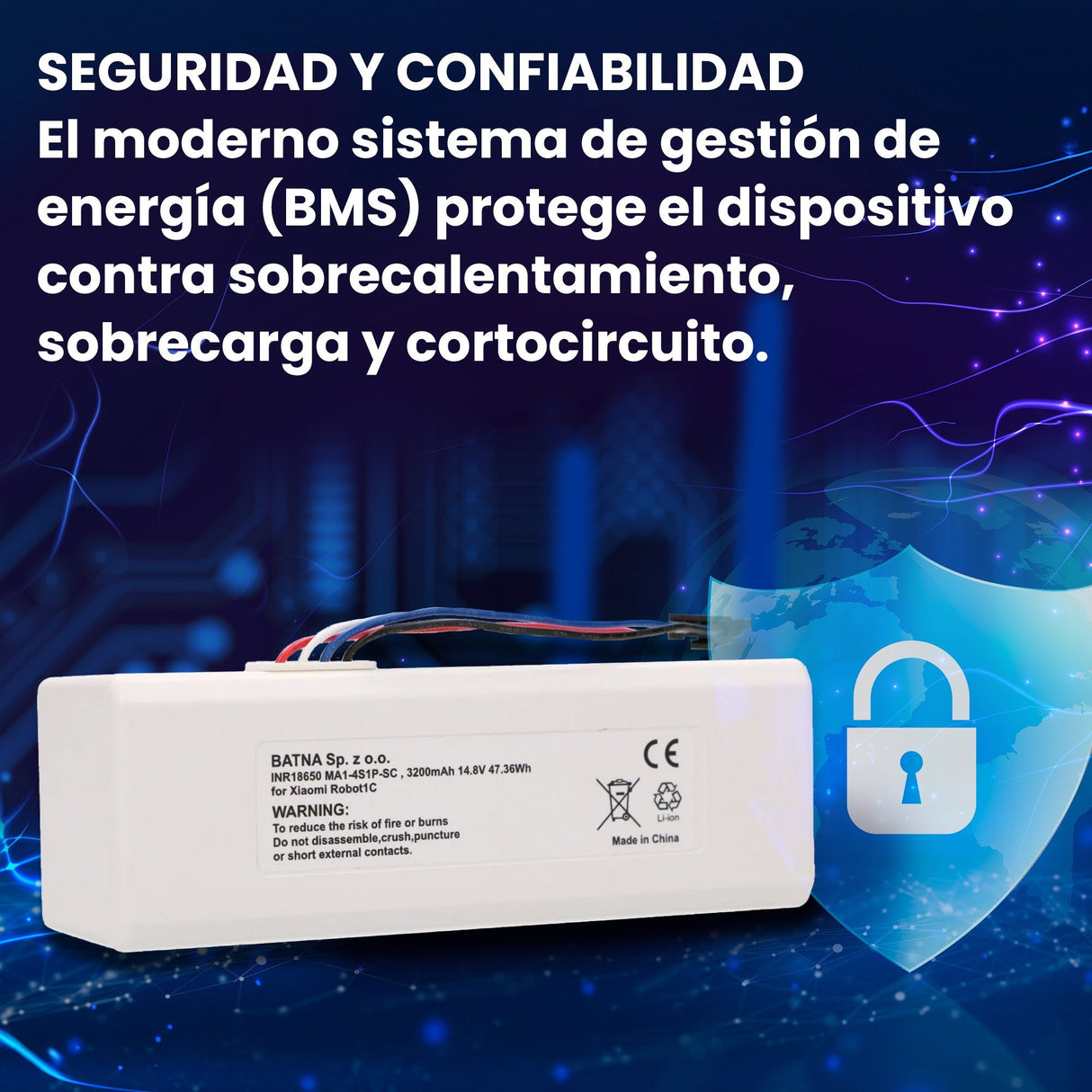 Bateria Xiaomi Robot 1c Inr18650 Ma1-4s1p-Sc, 3200mah, 47.36wh