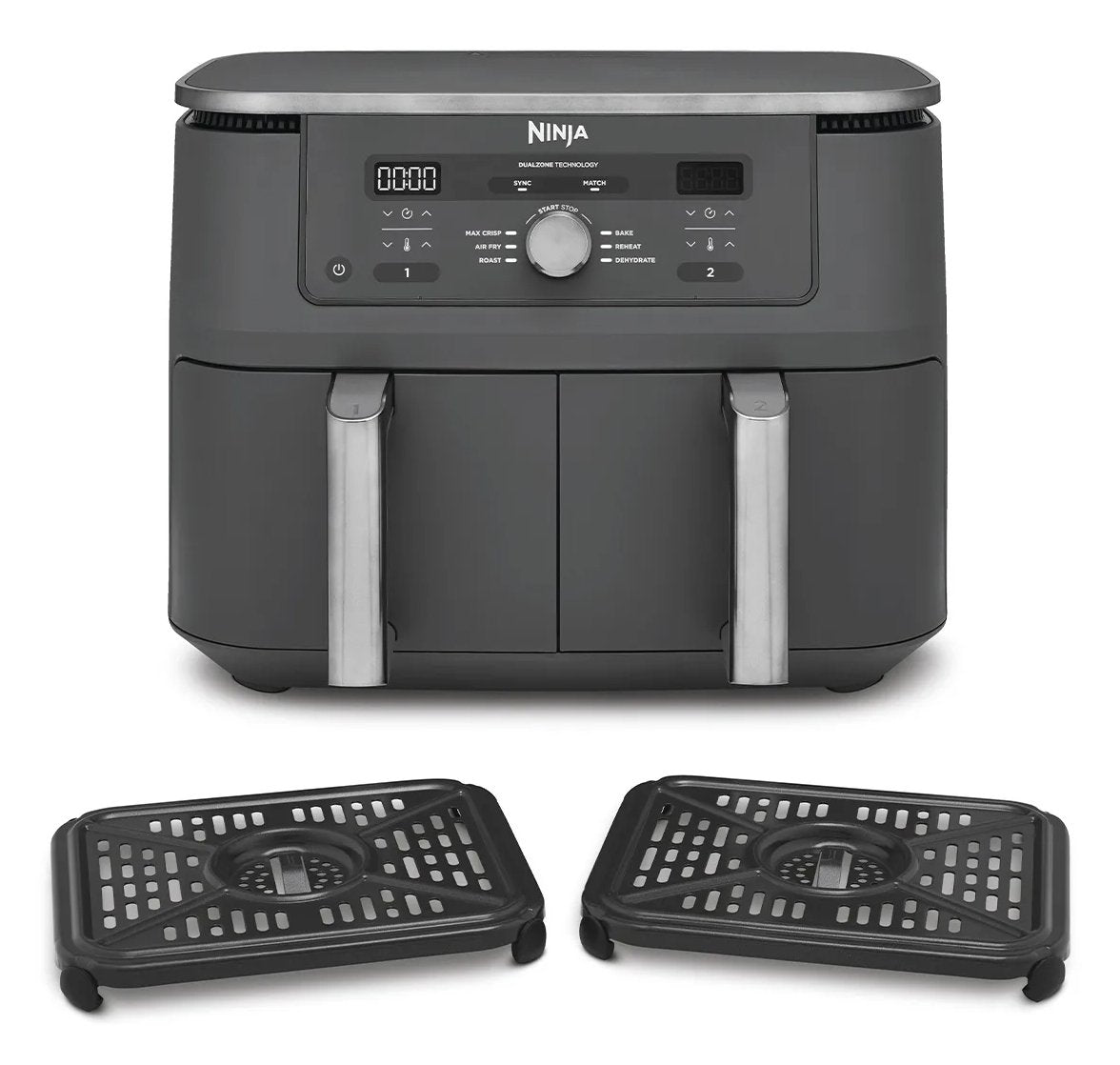 EAN 0622356322676 - Ninja DZ400EU freidora Doble 9,5 L Independiente 2470 W Freidora de aire caliente Gris imagen 3