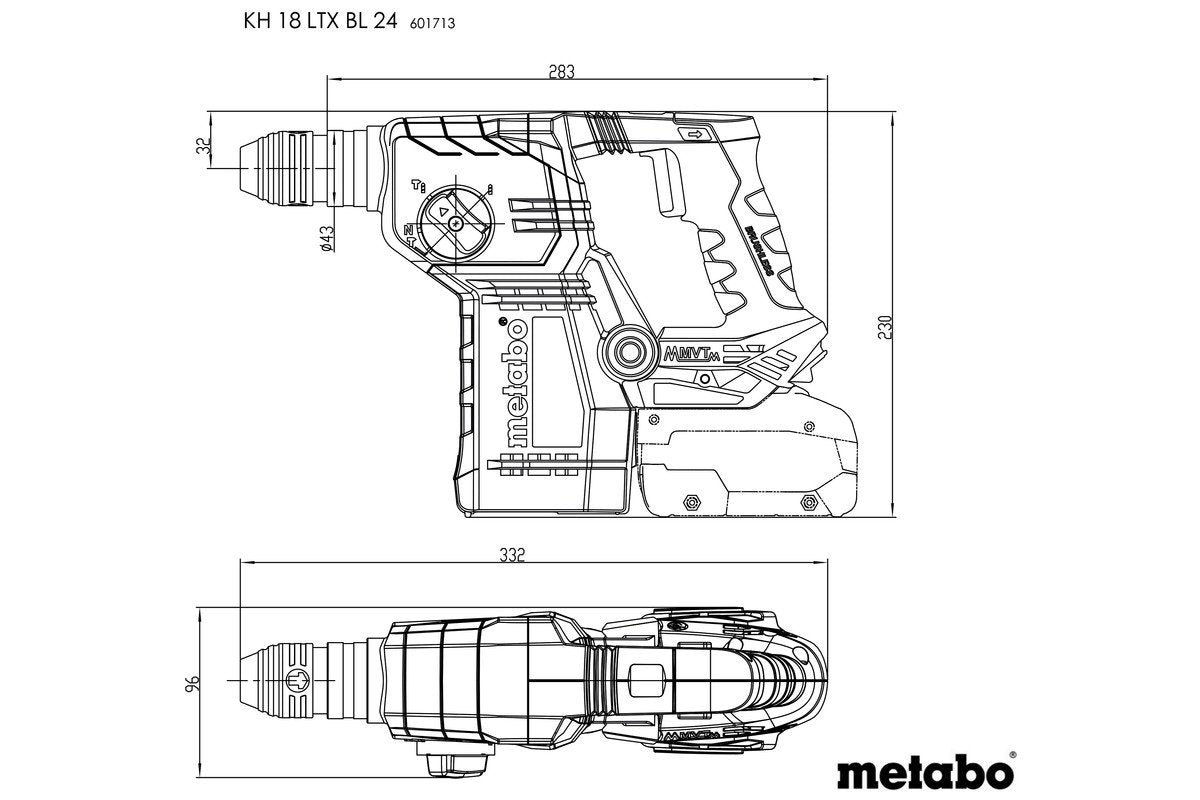 Metabo Kh 18 Ltx Bl 24, Sds Plus, Negro, Bürstenloser Motor, 2,4 Cm, 1280 Rpm, 2,2 J