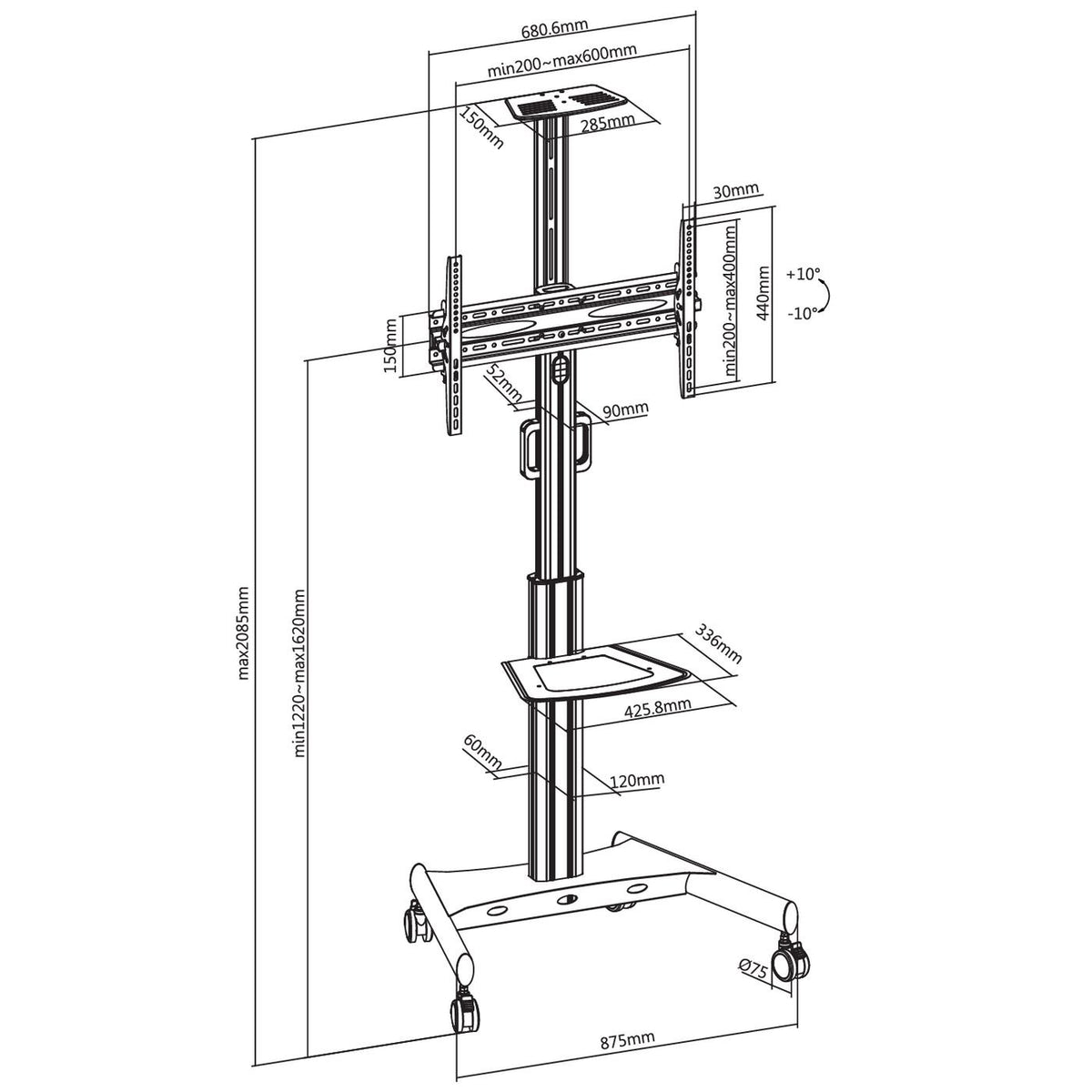 EAN 5704174071563 - Vivolink VLFS3266C soporte para TV 165,1 cm (65") Negro imagen 11