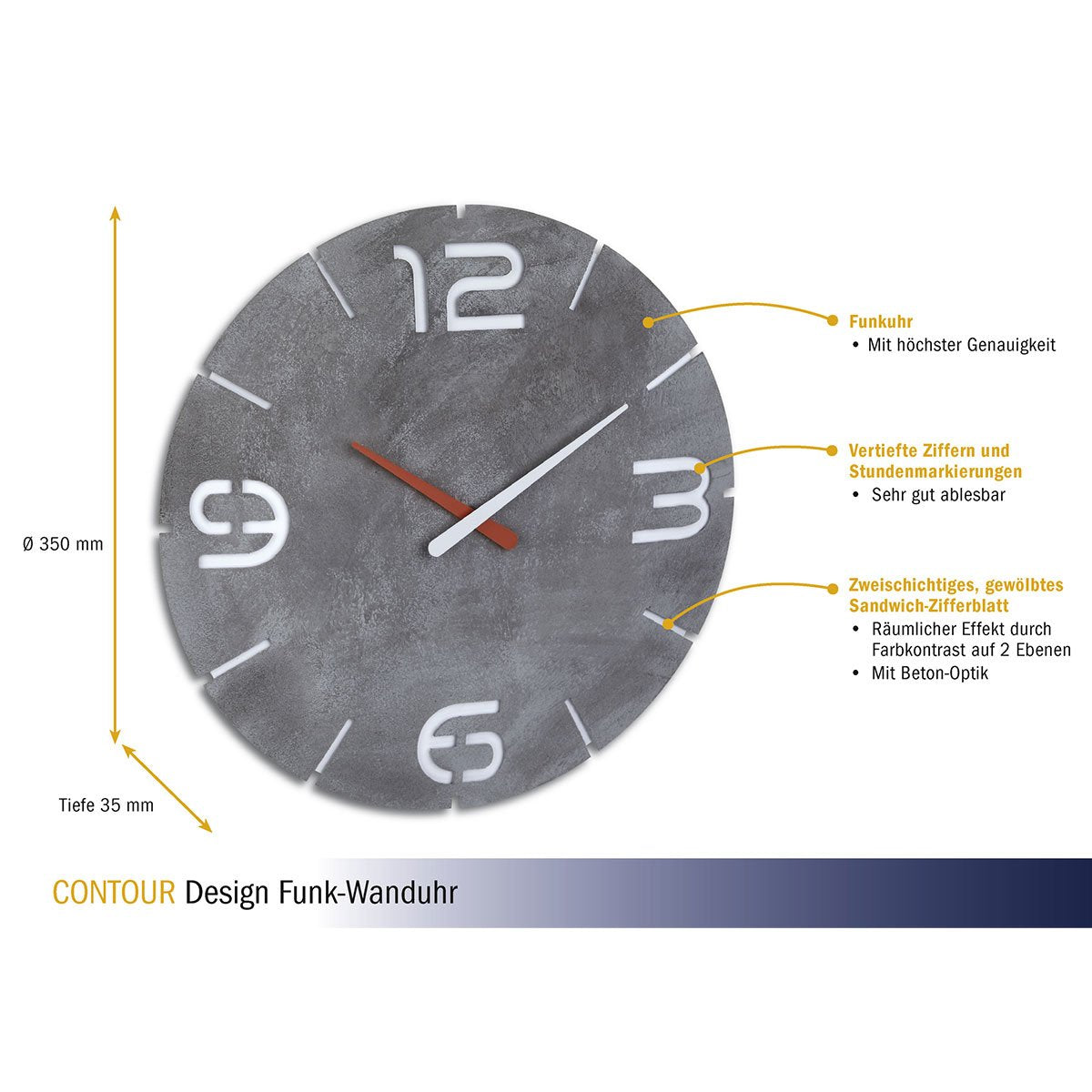 Tfa-Dostmann 60.3536.15 Reloj De Pared Alrededor Gris, Blanco